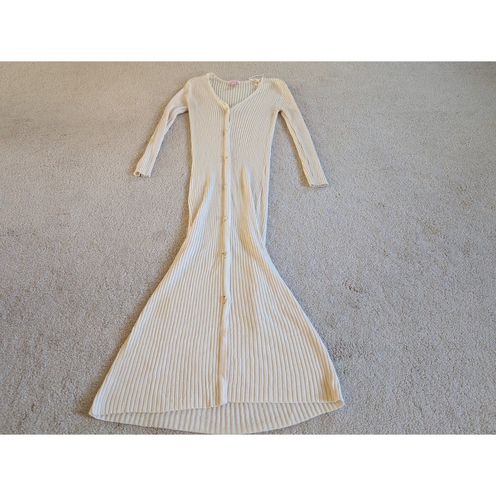 Victoria's Secret Long Luxe Creme Knit Ivory White Sweater Dress Lingerie Small